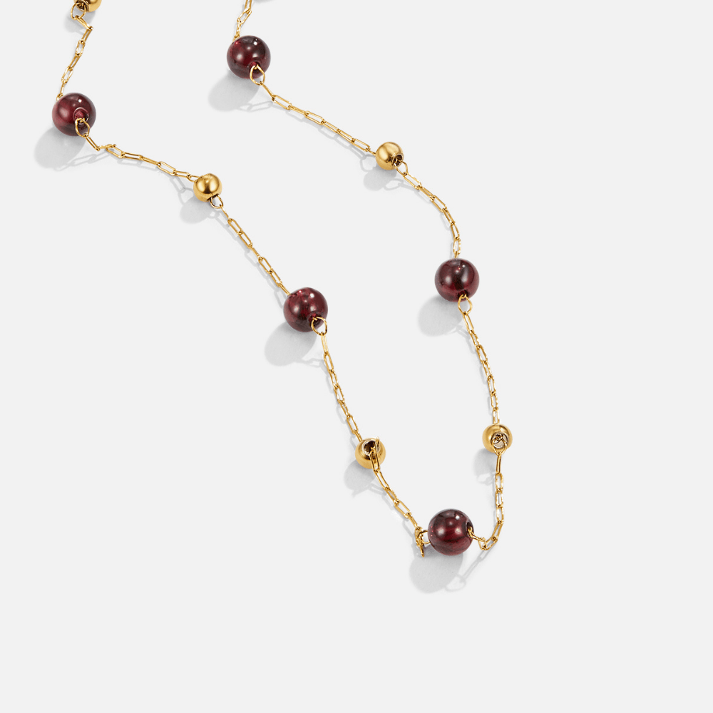 Garnet Wine Red Bead Necklace - Beautiful Earth Boutique