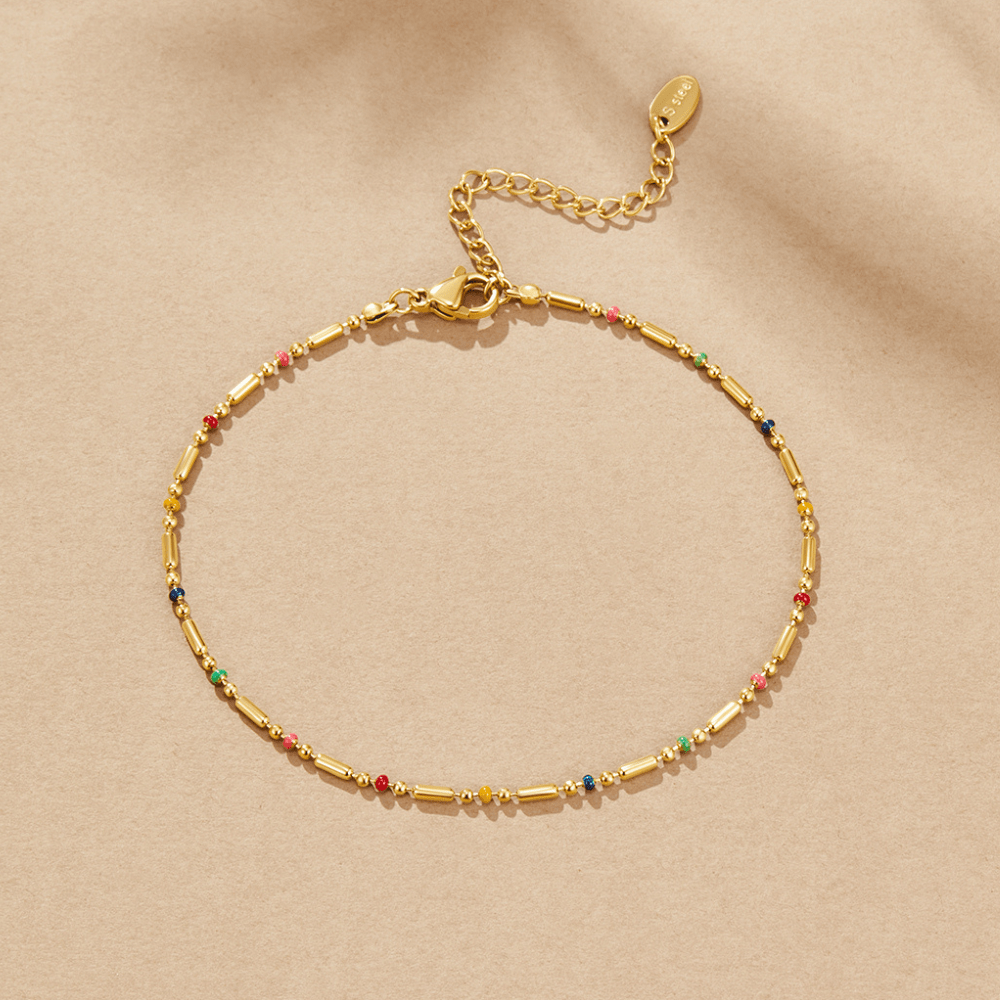 Rainbow Bead Anklet - Beautiful Earth Boutique
