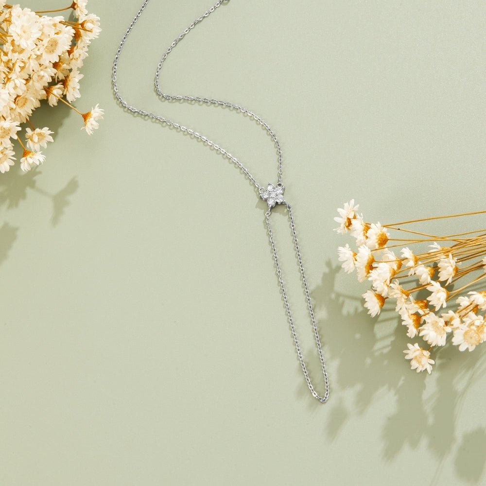 Silver & Crystal Bloom Lariat Bracelet - Beautiful Earth Boutique