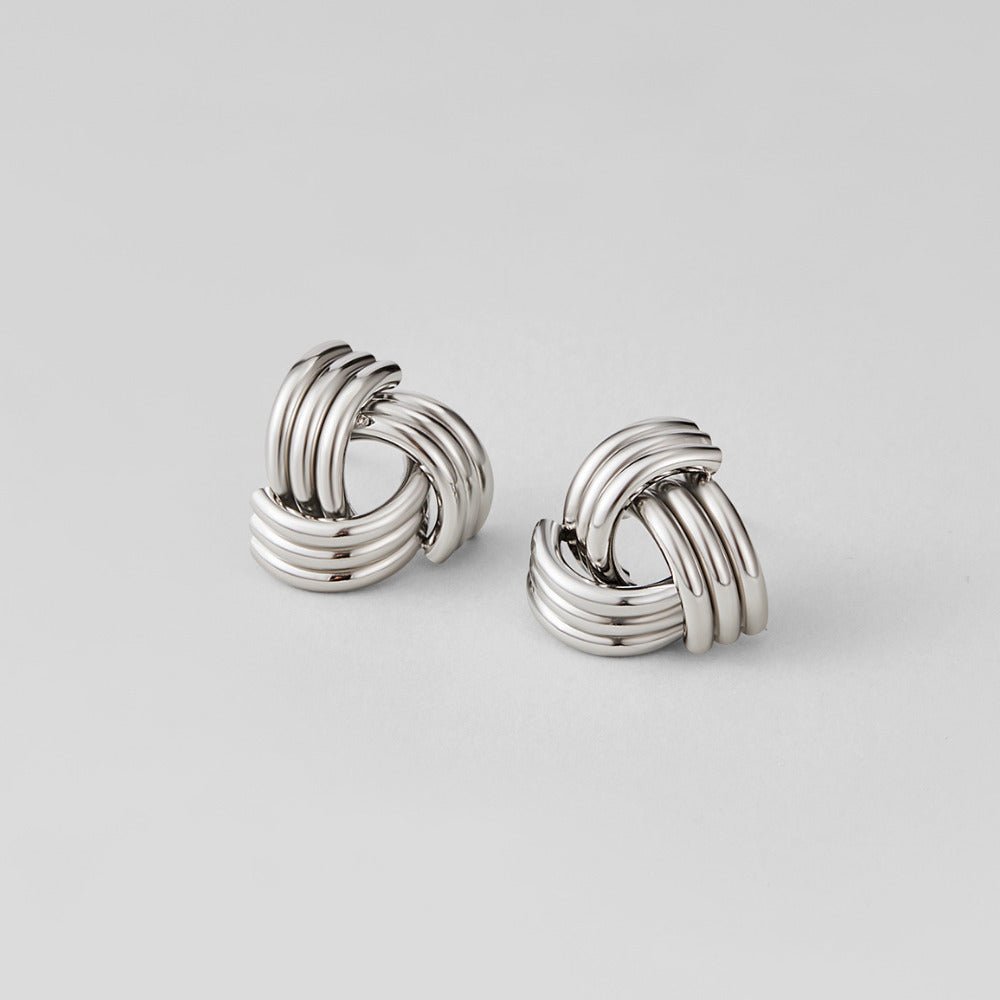 Silver Maxi Twist Stud Earrings - Beautiful Earth Boutique