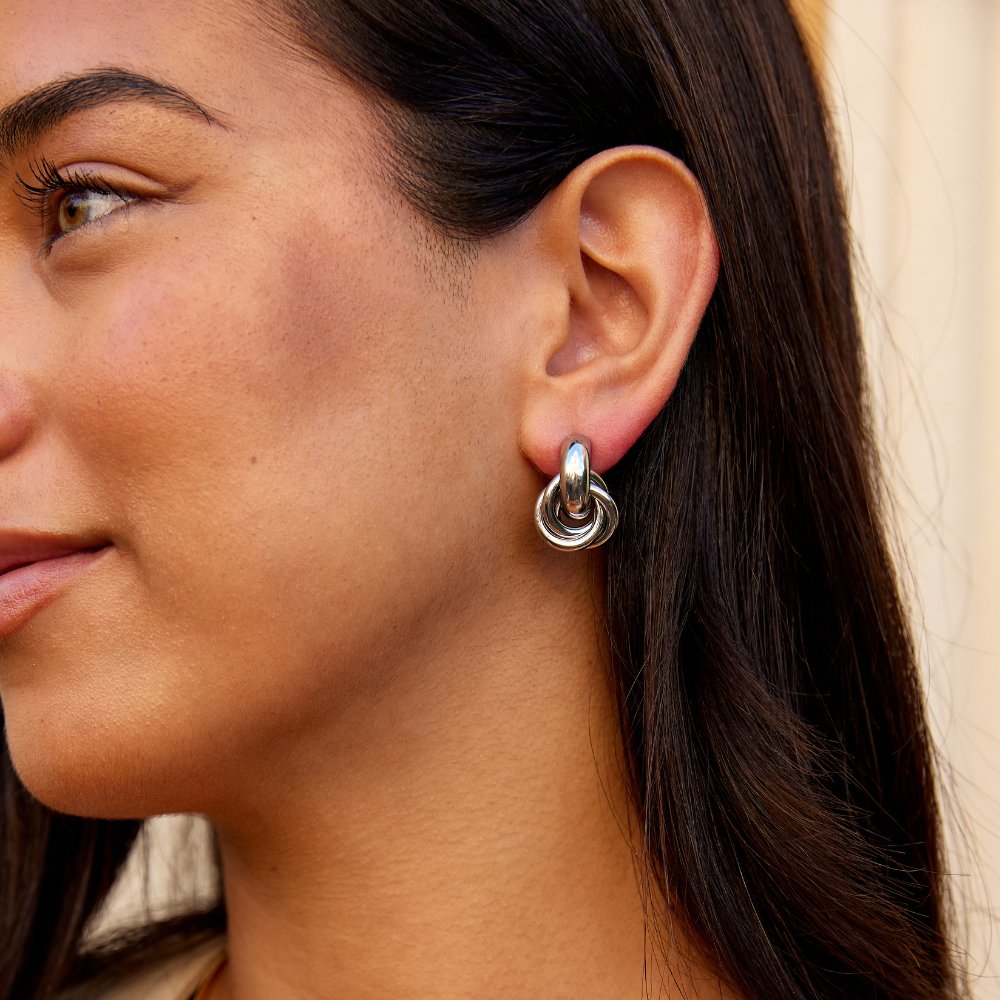 Sofia Twisted Silver Hoop Earrings - Beautiful Earth Boutique