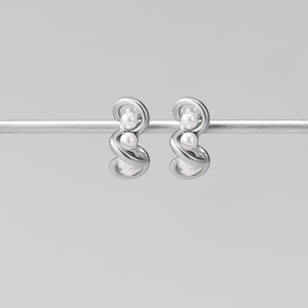 Tara Silver Entwined Pearl Earrings - Beautiful Earth Boutique