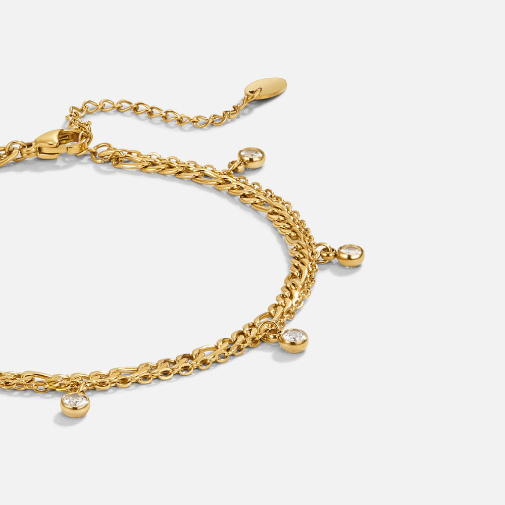 Vera Gold & Crystal Layered Anklet - Beautiful Earth Boutique