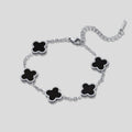 Silver Black Clover Bracelet