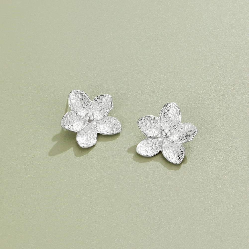 Blooming Silver Flower Earrings