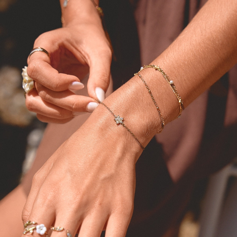 Elara Crystal Bloom Gold Bracelet