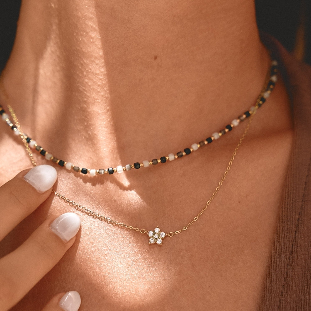 Elara Crystal Bloom Gold Necklace
