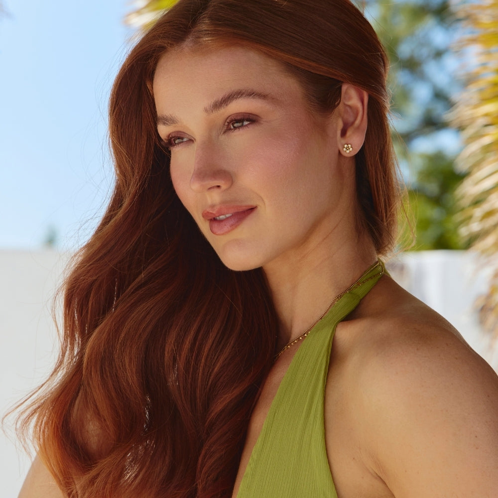 Five Petal Bloom Gold Earrings