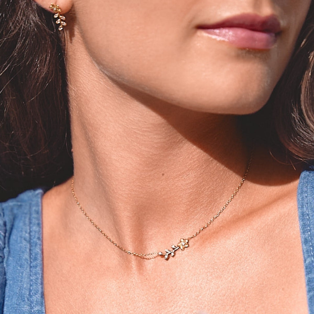 Golden Crystal Vine Necklace