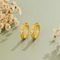 Golden Sculpted Flower Hoop Earrings