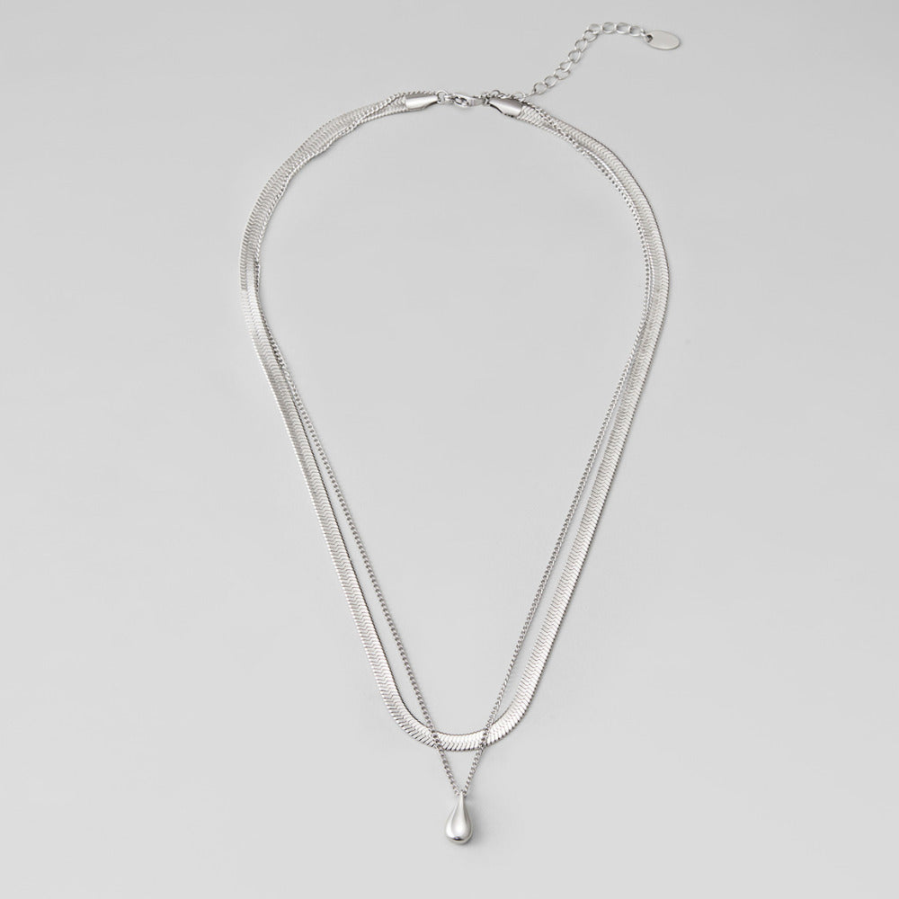 Layered Silver Bella Teardrop Necklace
