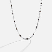 Mila Black Bead Silver Necklace
