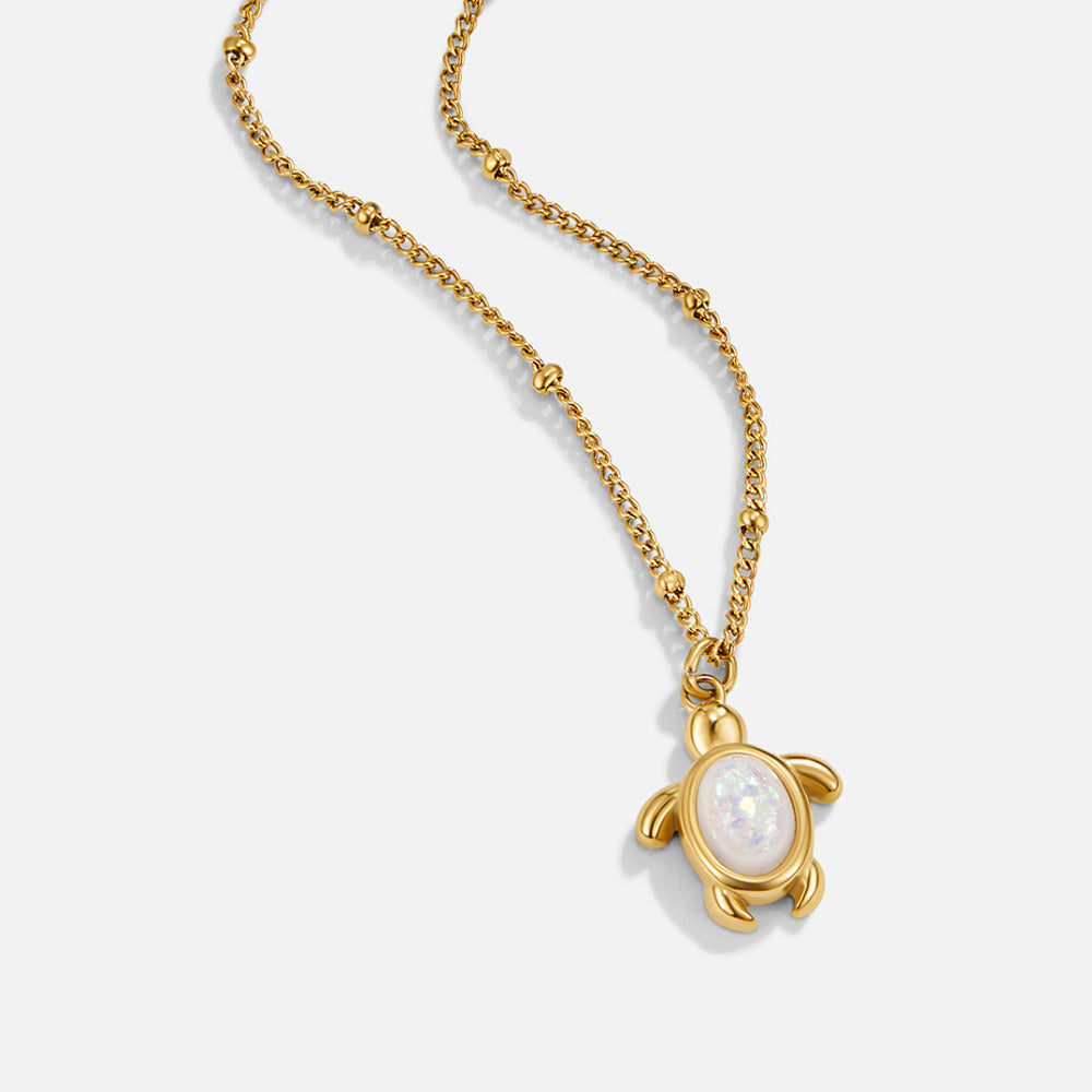 Opal Gold Turtle Pendant Necklace