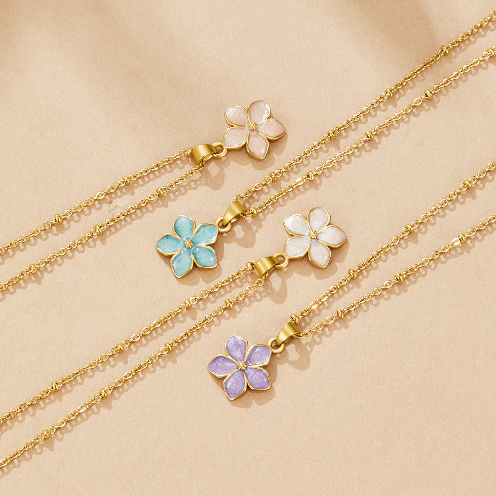 Blush Pink Sakura Bloom Gold Necklace