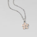 Blush Pink Sakura Bloom Silver Necklace