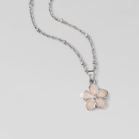 Blush Pink Sakura Bloom Silver Necklace