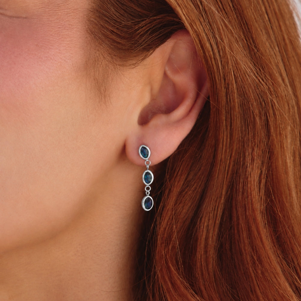 Silver Iridescent Pearl Drop Earrings