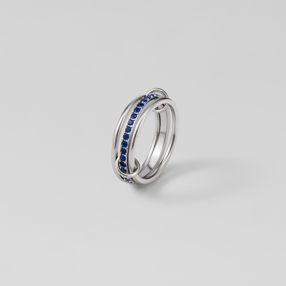 Silver Layered Kaili Blue Crystal Ring