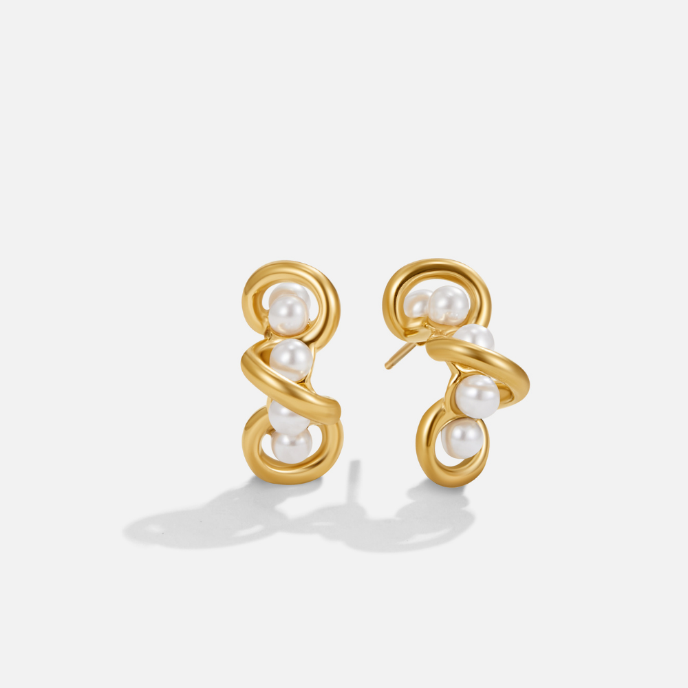 Tara Gold Entwined Pearl Earrings