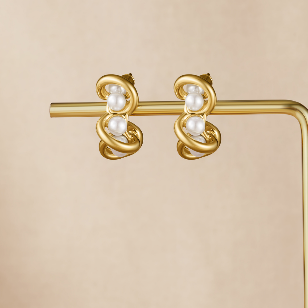 Tara Gold Entwined Pearl Earrings