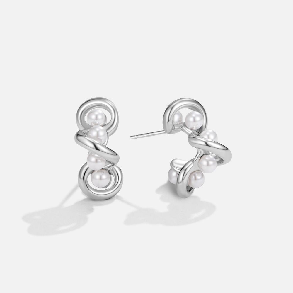 Tara Silver Entwined Pearl Earrings