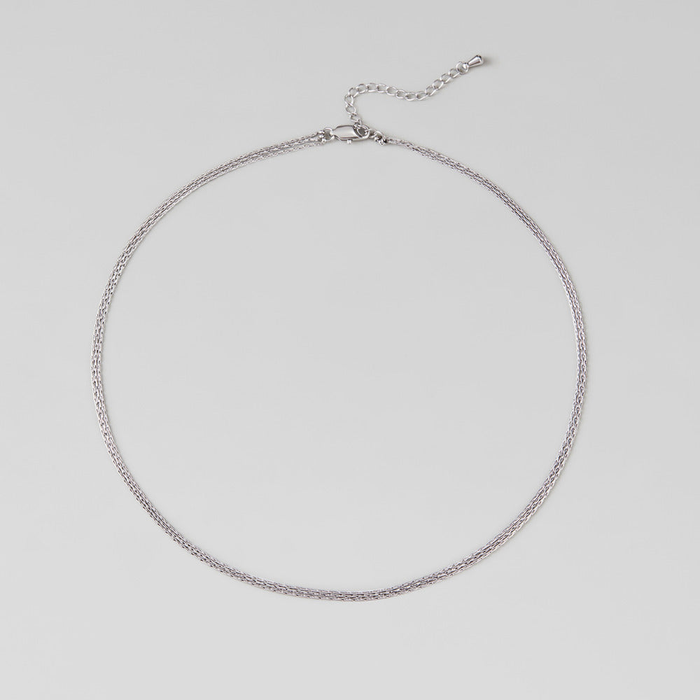 Vina Silver Multi Layered Chain Necklace