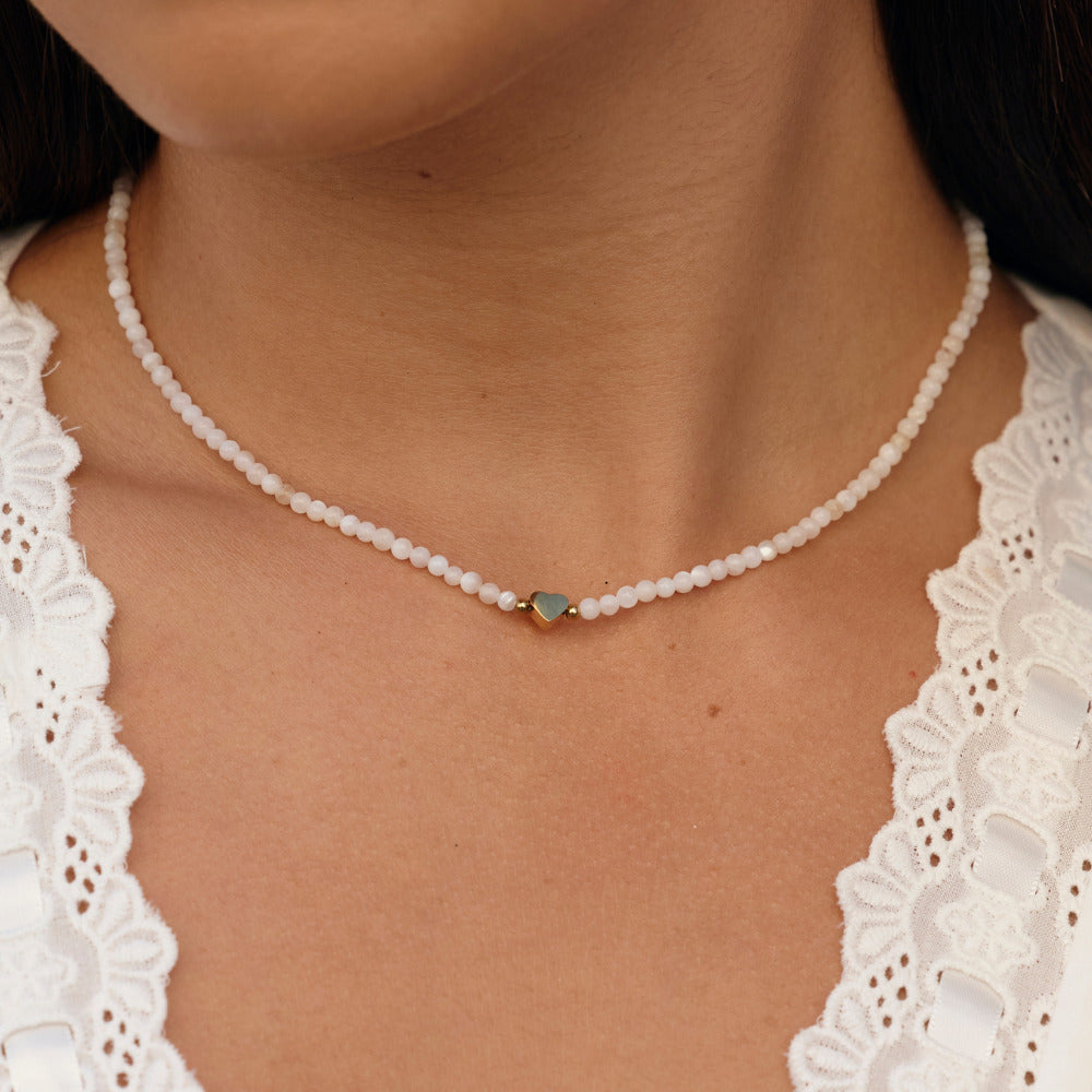 White Selene Bead  Necklace