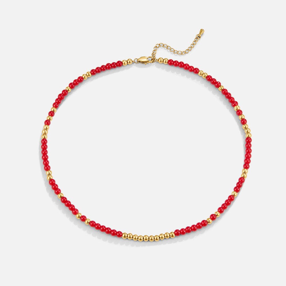 Alea Red Coral Bead Necklace - Beautiful Earth Boutique