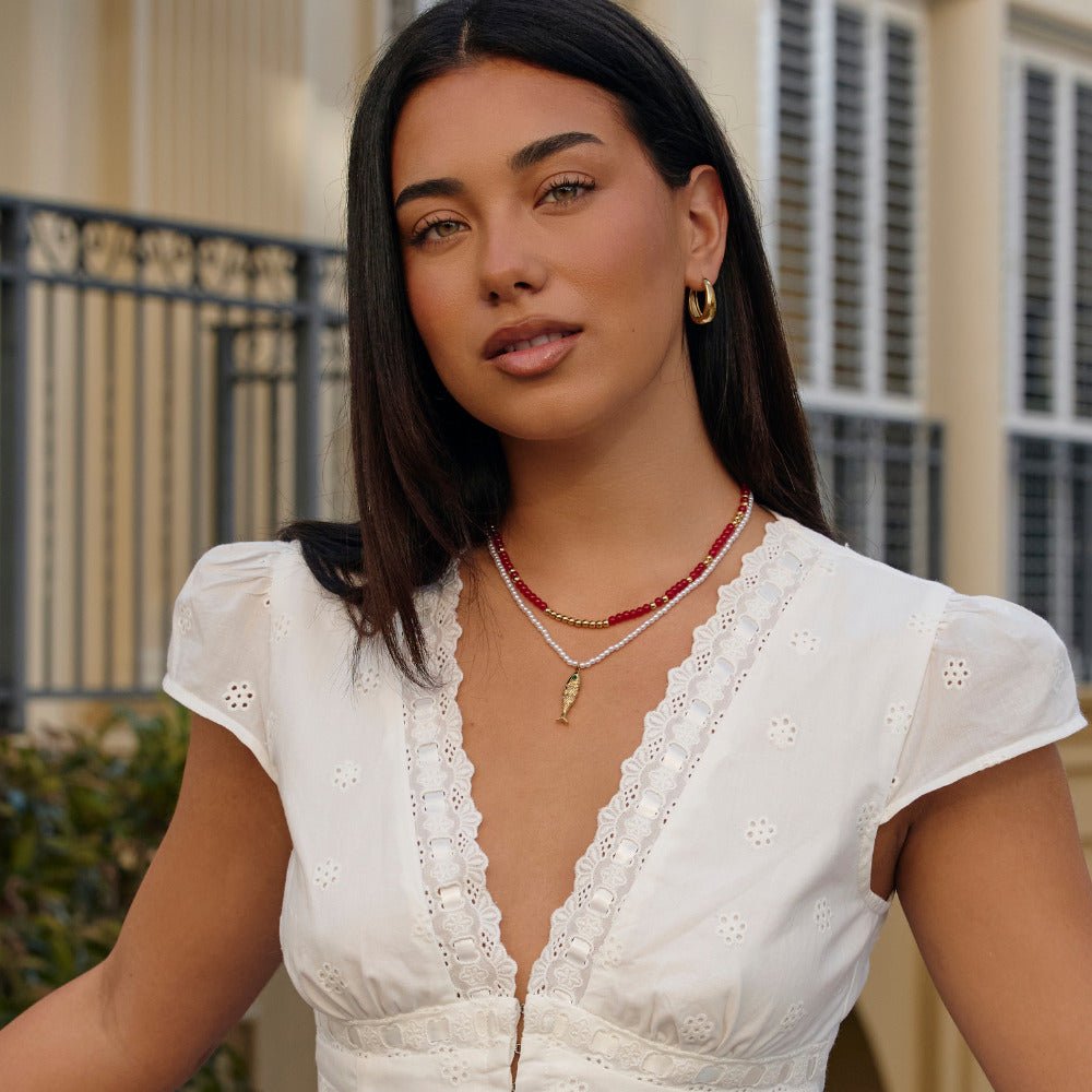 Alea Red Coral Bead Necklace - Beautiful Earth Boutique