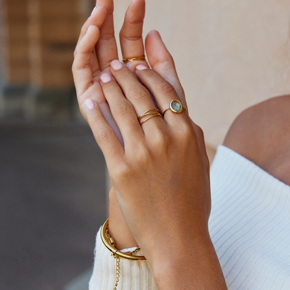 Aquamarine Crystal Gold Ring - Beautiful Earth Boutique