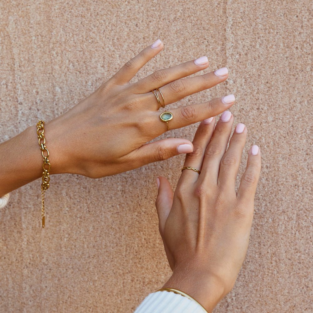 Aquamarine Crystal Gold Ring - Beautiful Earth Boutique