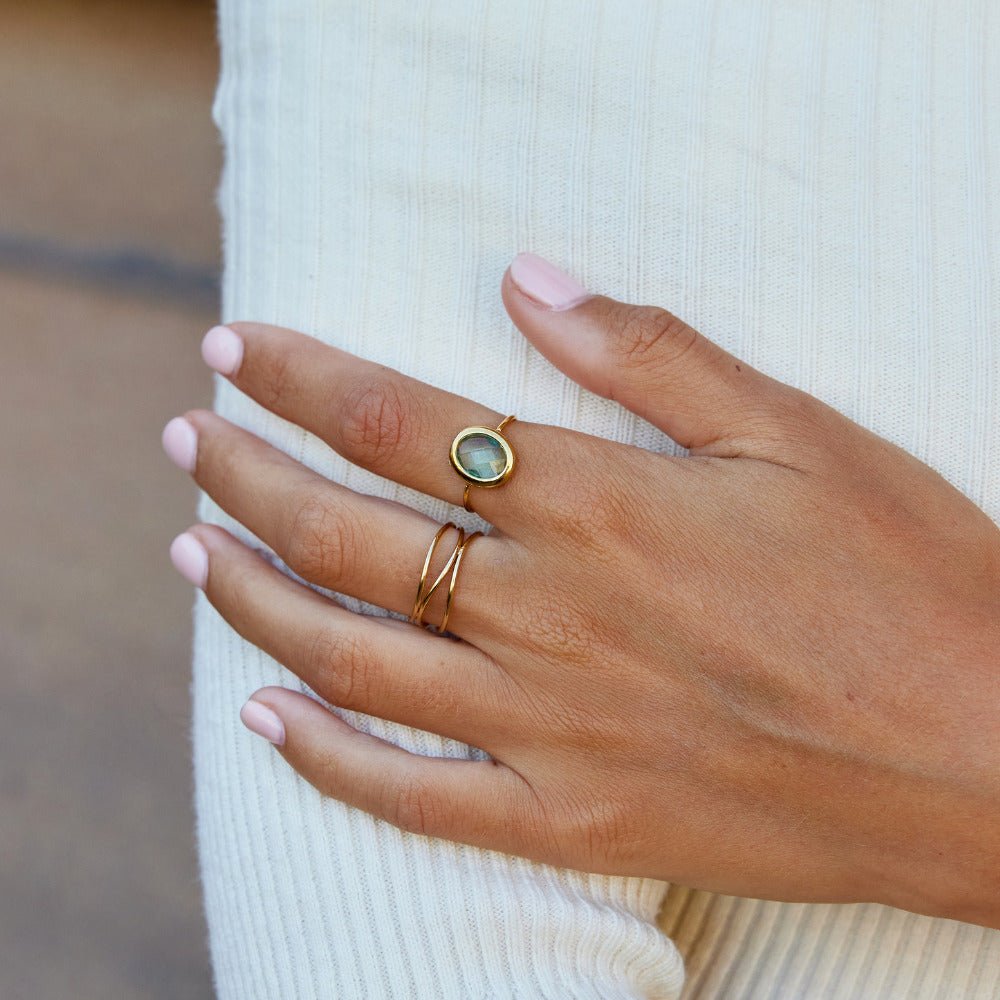 Aquamarine Crystal Gold Ring - Beautiful Earth Boutique