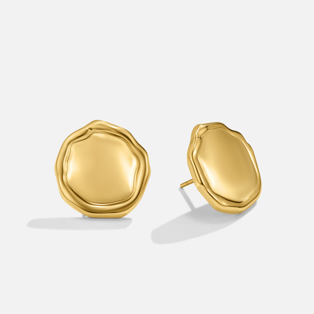 Ava Gold Button Earrings - Beautiful Earth Boutique