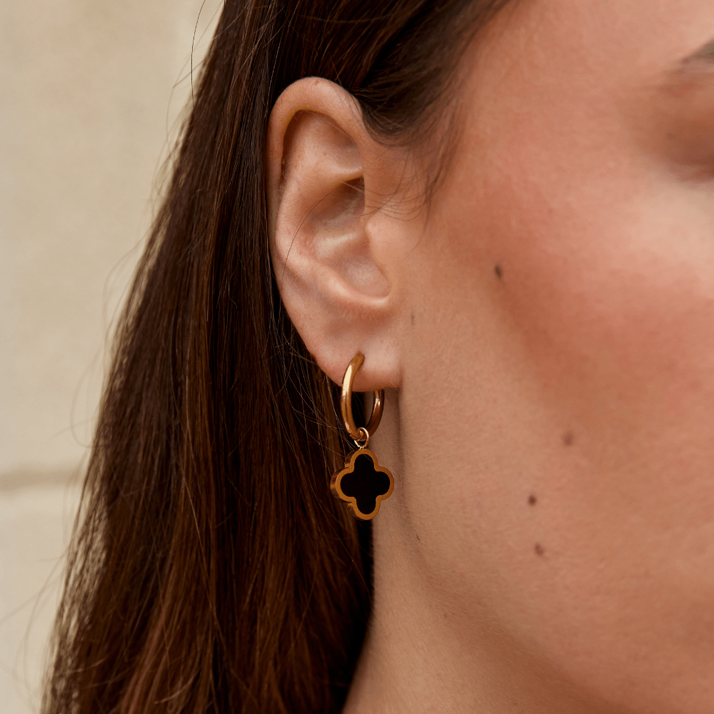 Black Clover Hoop Earrings - Beautiful Earth Boutique