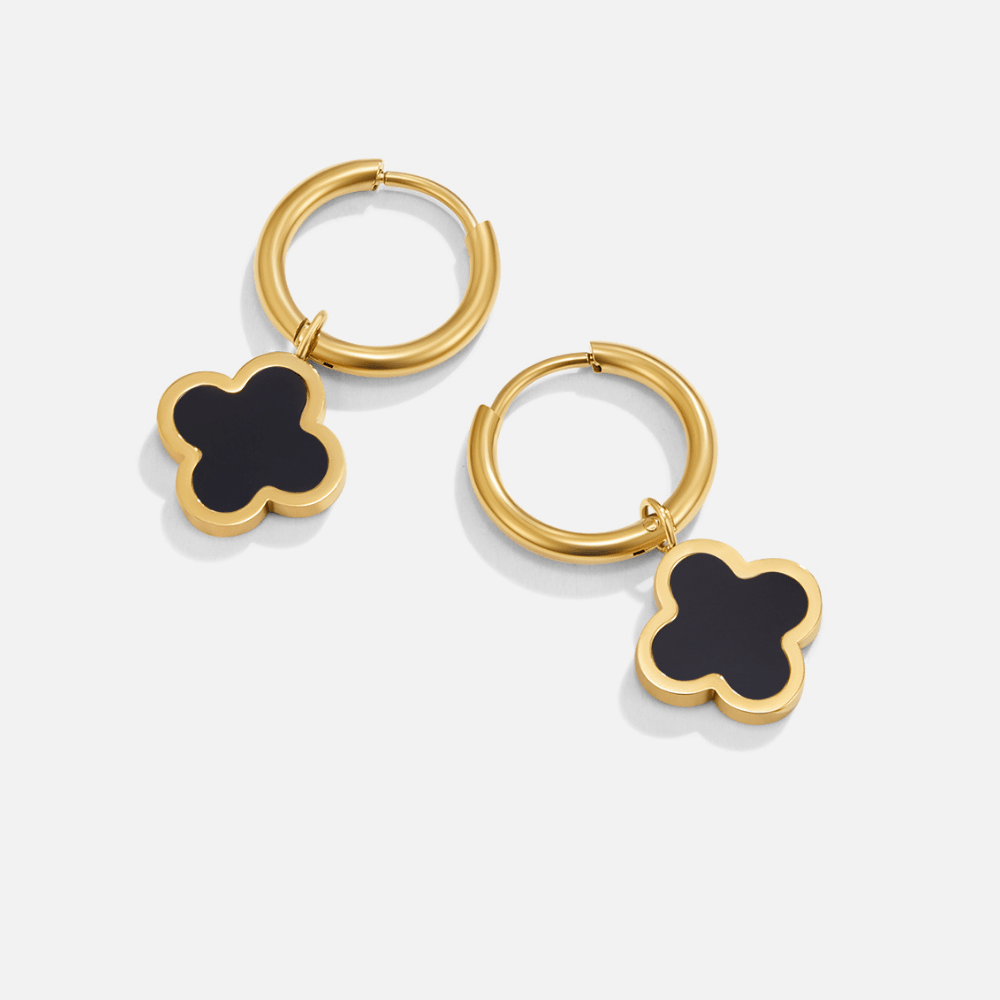 Black Clover Hoop Earrings - Beautiful Earth Boutique