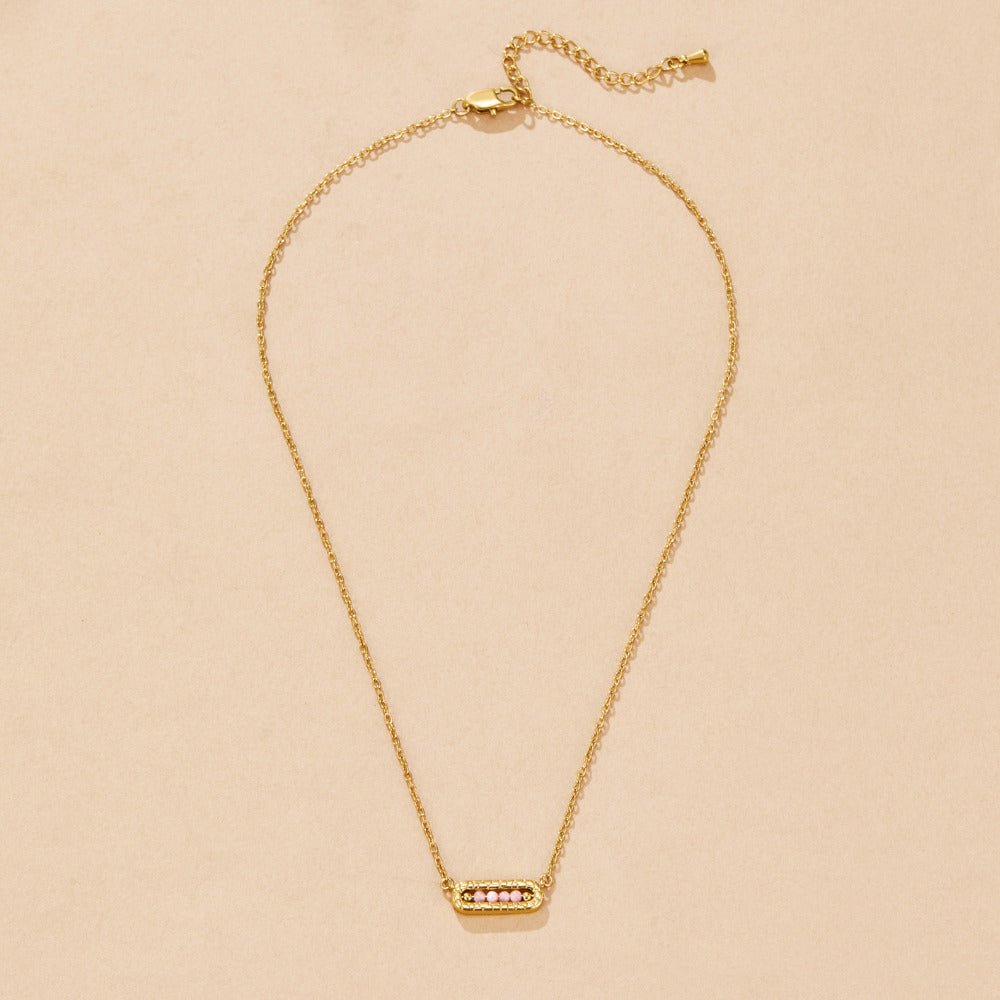 Blush Pink Bar Pendant Necklace - Beautiful Earth Boutique