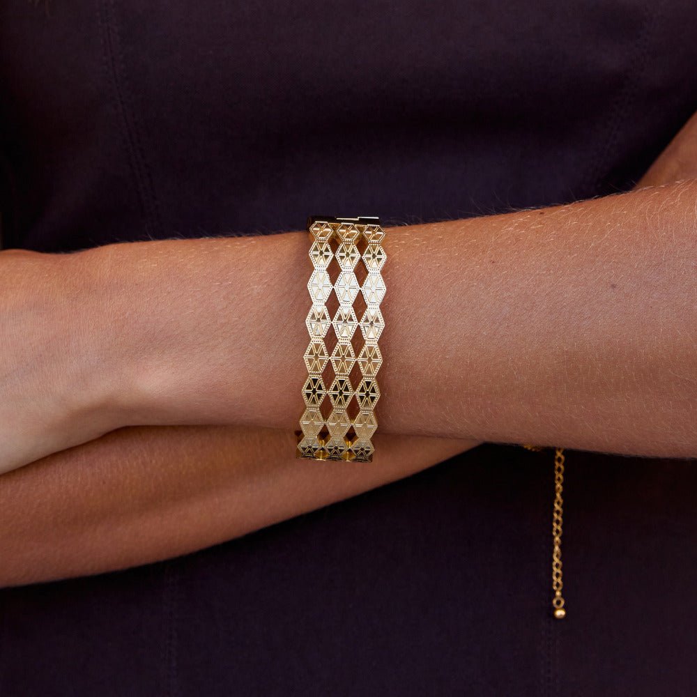 Celine Geometric Gold Bangle - Beautiful Earth Boutique