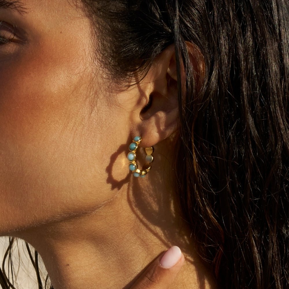 Classic Amazonite Hoop Earrings - Beautiful Earth Boutique