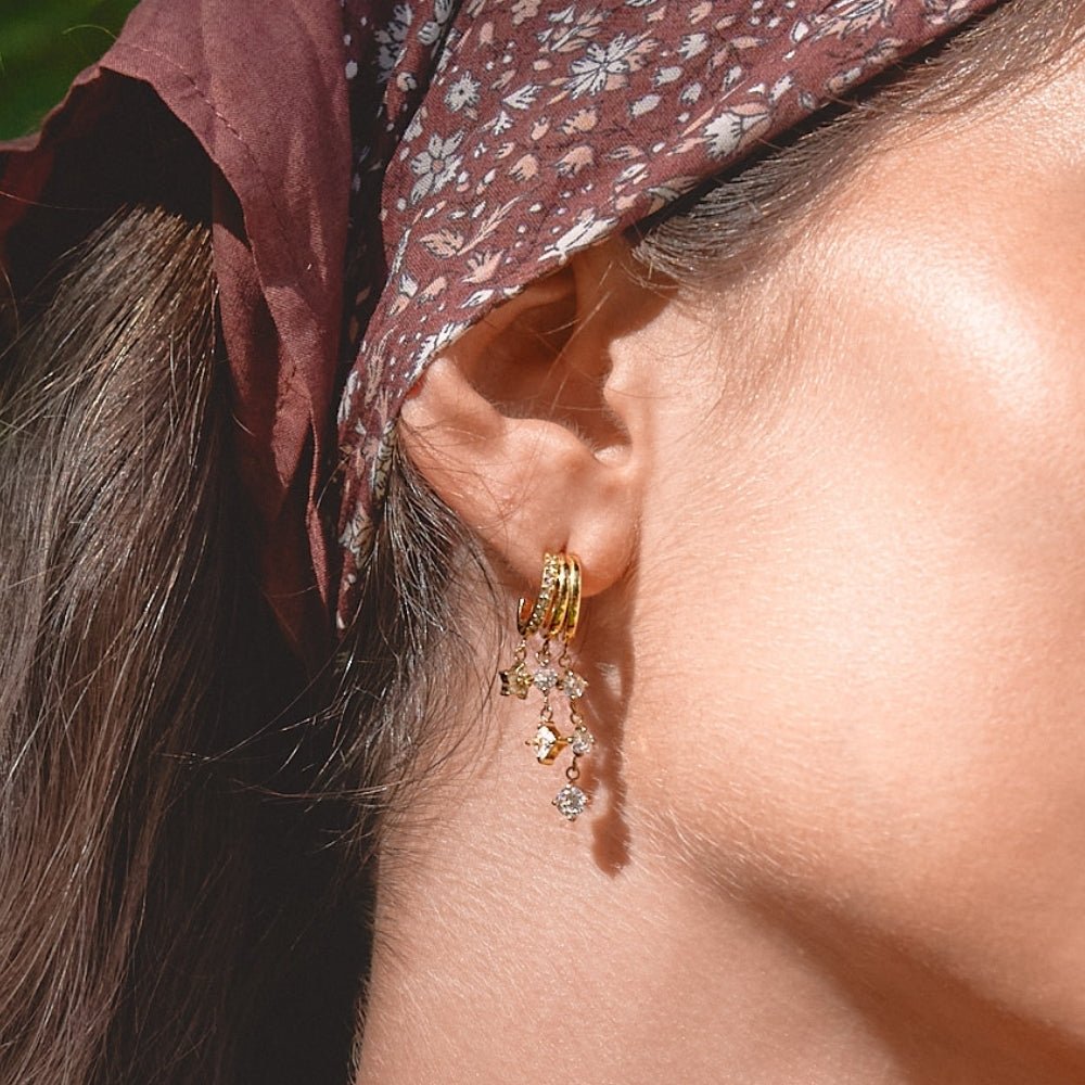 Crystal Bloom Triple Layered Earrings - Beautiful Earth Boutique