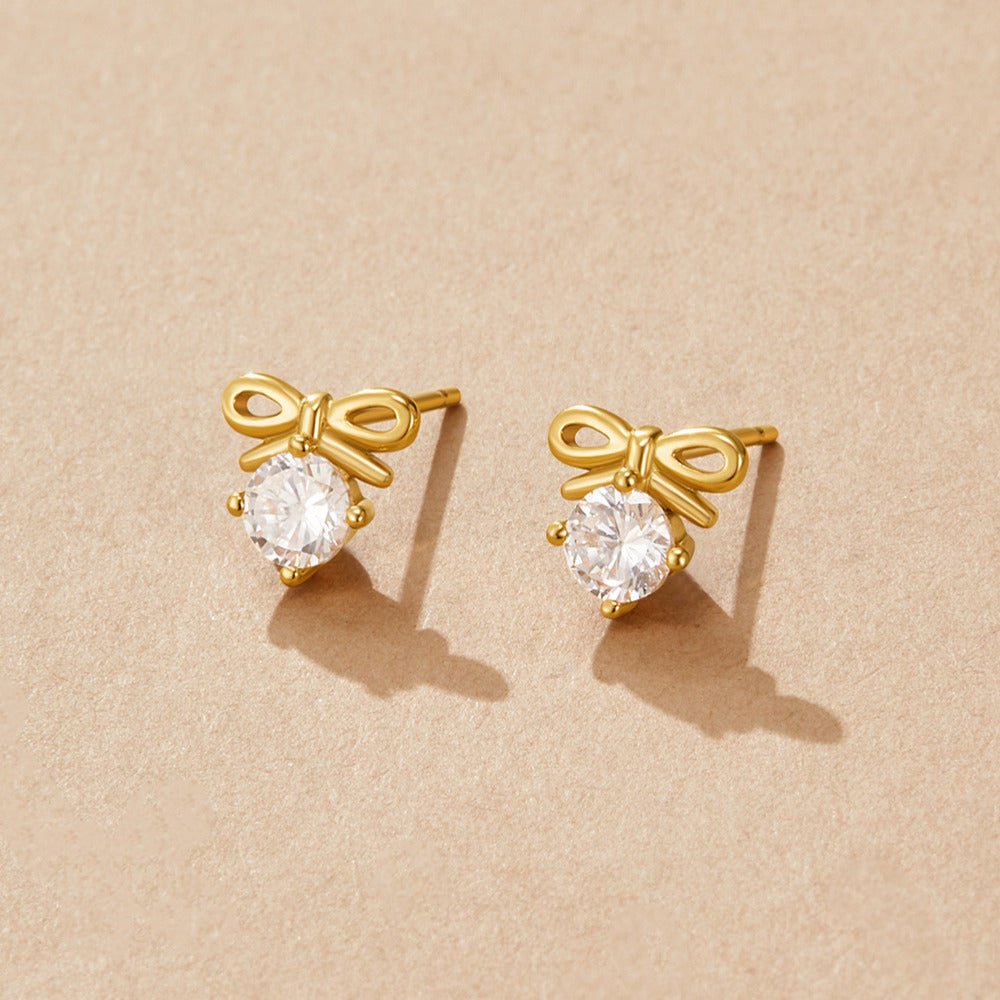 Crystal Bow Stud Earrings - Beautiful Earth Boutique