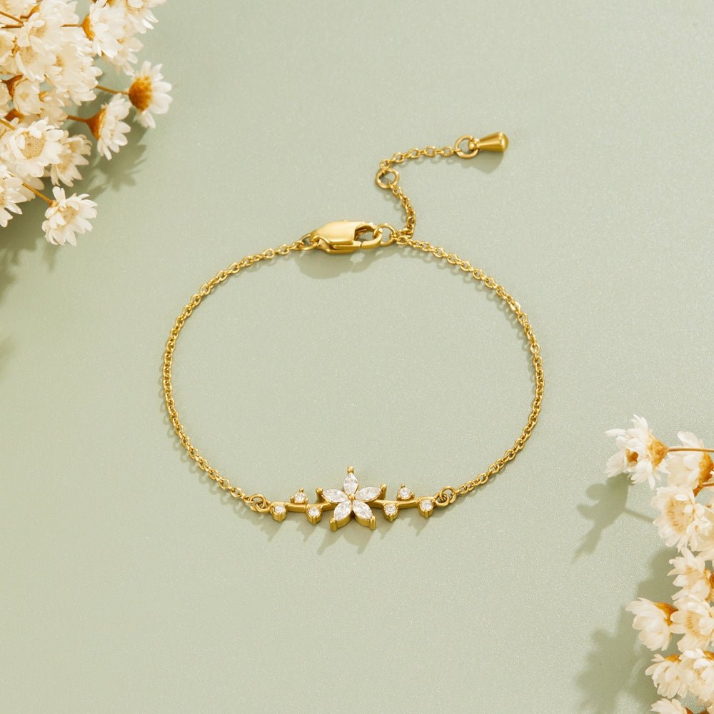 Crystal Flower Gold Bracelet - Beautiful Earth Boutique