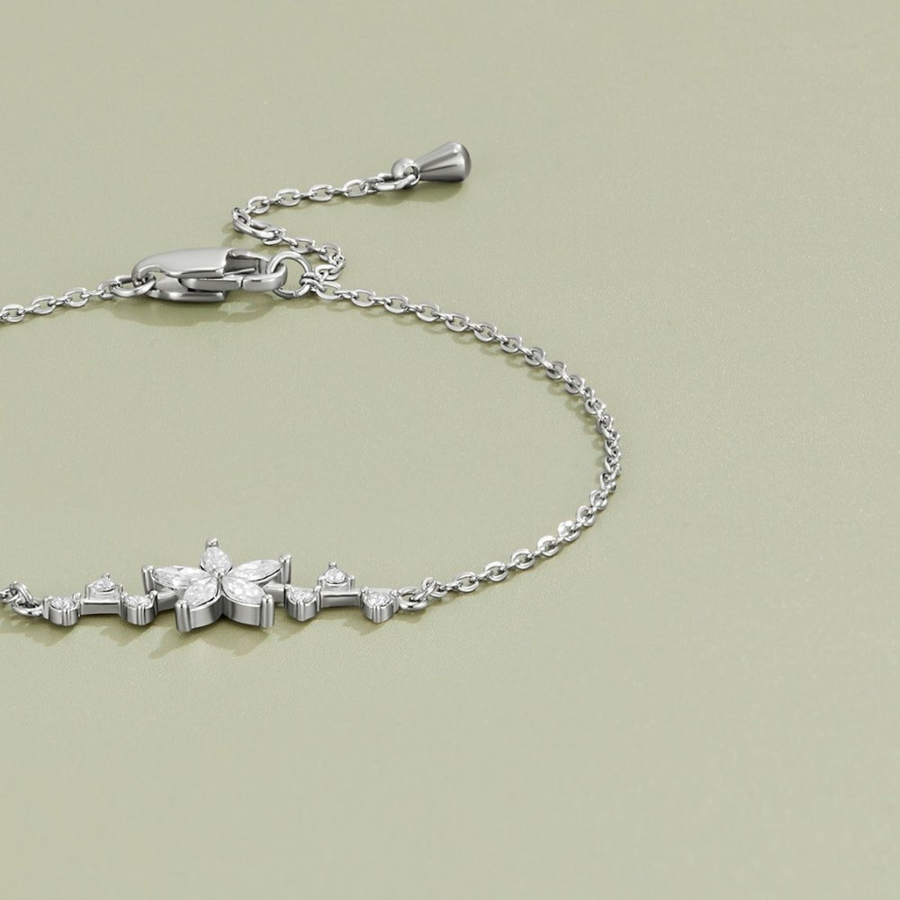 Crystal Flower Silver Bracelet - Beautiful Earth Boutique
