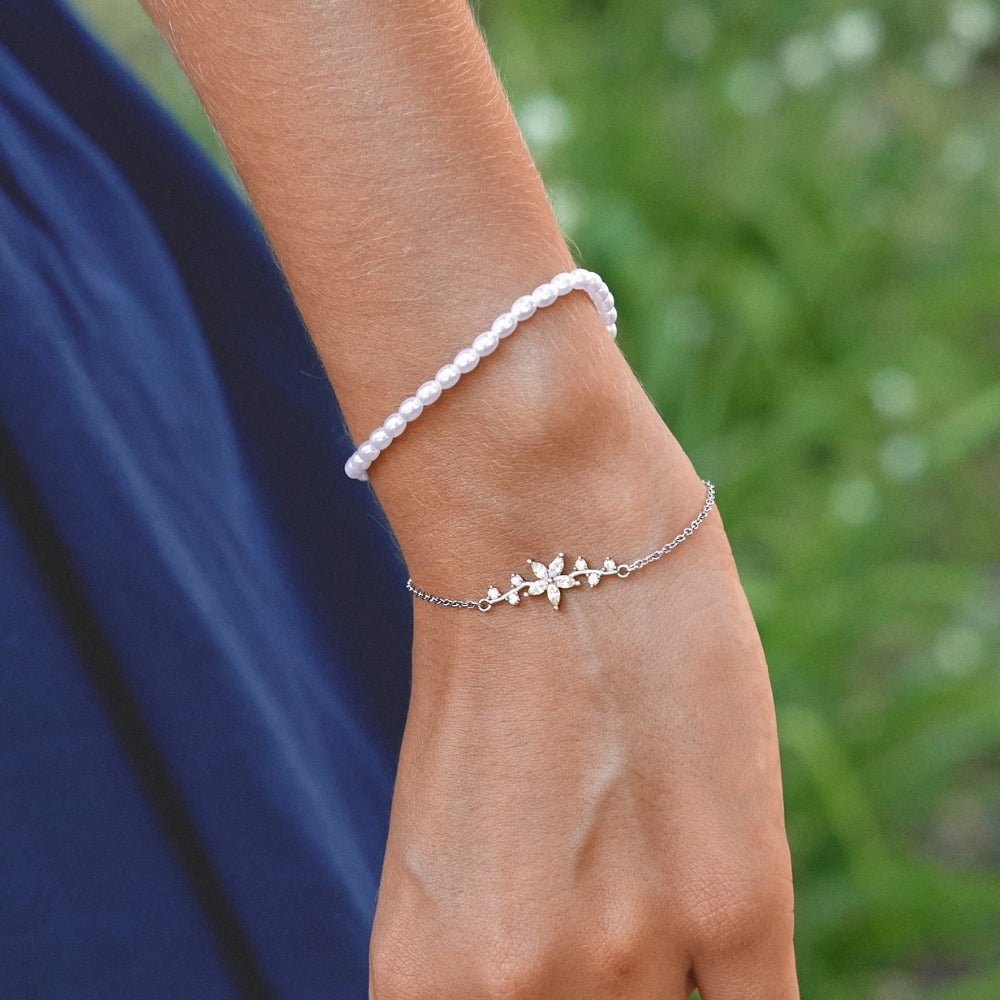 Crystal Flower Silver Bracelet - Beautiful Earth Boutique