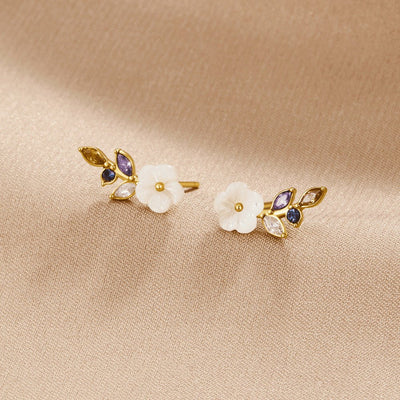 Crystal White Blossom Earrings - Beautiful Earth Boutique