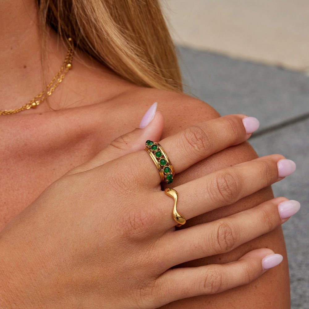 Emerald Stone Crystal Ring - Beautiful Earth Boutique