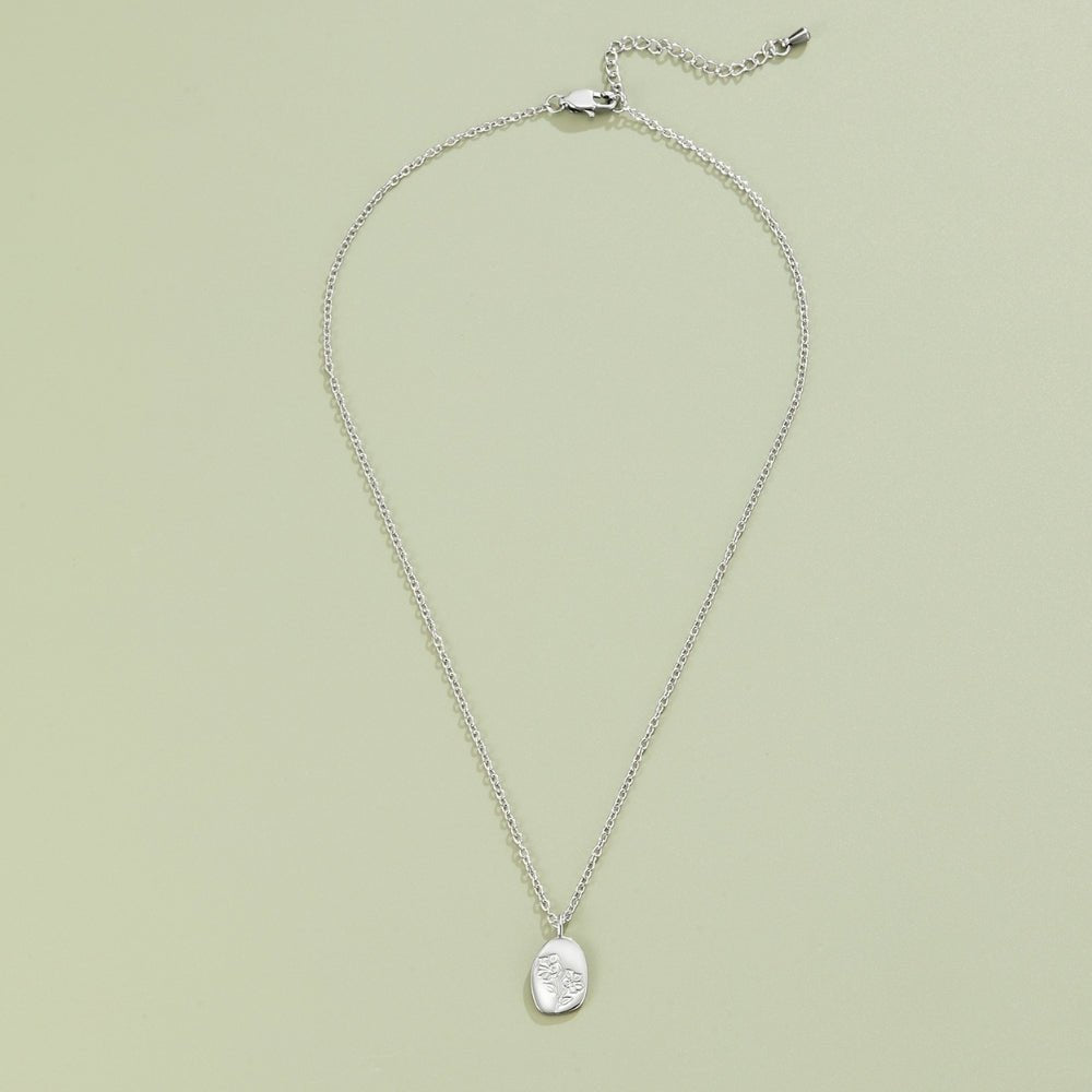 Engraved Wildflower Silver Necklace - Beautiful Earth Boutique