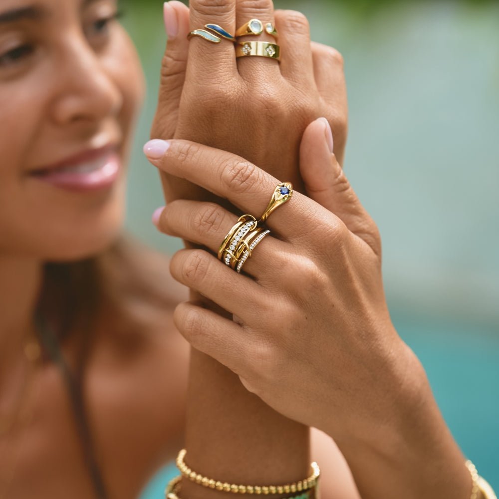 'Forever' Link Crystal & Gold Ring - Beautiful Earth Boutique