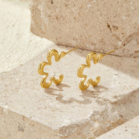 Geometric Gold Flower Hoop Earrings - Beautiful Earth Boutique