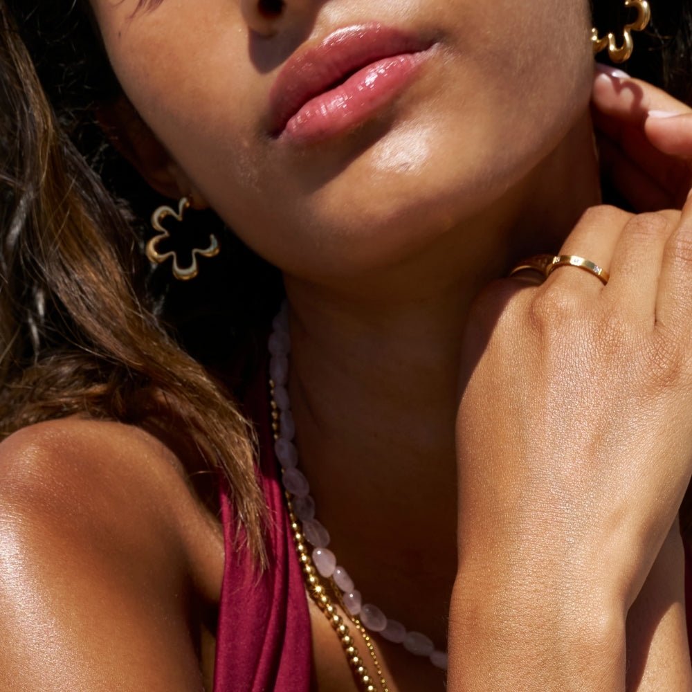 Geometric Gold Flower Hoop Earrings - Beautiful Earth Boutique