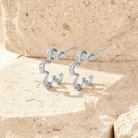 Geometric Silver Flower Hoop Earrings - Beautiful Earth Boutique